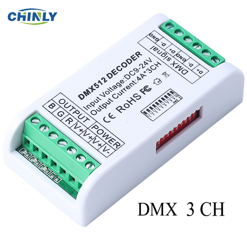 Atenuador de controlador decodificador LED DMX 512, 3 CANALES, 12V-24V, consola para tira led RGB ► Foto 1/6