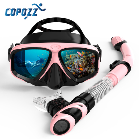 COPOZZ 2022 máscara de buceo Set antiniebla gafas de Snorkel tubo ajustable correa para mujeres hombres adultos máscara de natación ► Foto 1/6