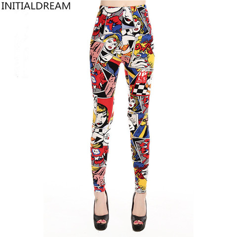 INITIALDREAM marca 2022 las mujeres nueva Alta cintura de dibujos animados comic belleza pantalones de mujer Sexy Casual Pantalón elástico ► Foto 1/3