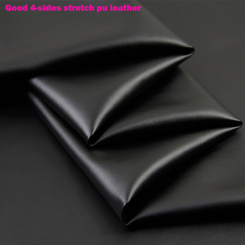 69*50cm negro Artificial Tela de cuero PU chaqueta de cuero de 4-lado estiramiento suave cuero sintético de la PU Material de costura pantalones Diy ► Foto 1/6