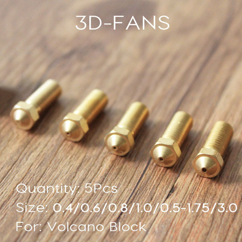 5 uds nueva impresora 3D Volcano todo metal latón E3D Lengthen boquilla extrusora 0,4/0,6/0,8/1,0/1,2mm para suministros de 1,75/3mm ► Foto 1/1