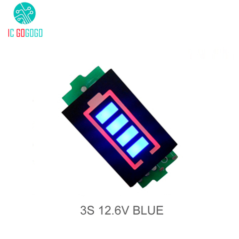 Módulo indicador de capacidad de batería de litio S 3 S 3 celdas 12,6 V pantalla azul vehículo eléctrico eBike batería probador Li-po Li-ion ► Foto 1/6