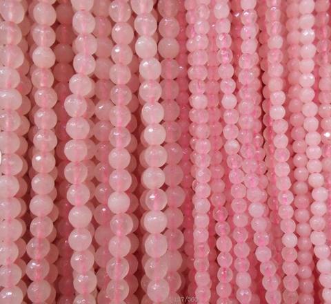 Espaciador de piedra de cuarzo rosa Natural de alta calidad, cuentas facetadas, abalorios redondos tallados para joyería artesanal, 4/6/8/10/12mm ► Foto 1/1