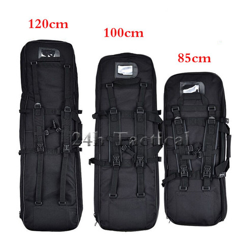 Mochila táctica de caza de 85cm y 100cm y 120cm, bolso de transporte cuadrado con doble Rifle y correa para el hombro, funda protectora para arma, color negro ► Foto 1/6