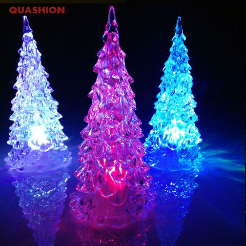 Lámpara de luz de noche para árbol de Navidad acrílica que cambia, decoración del hogar, LED, 7 colores, regalo de Navidad, novedad de 2016 ► Foto 1/5