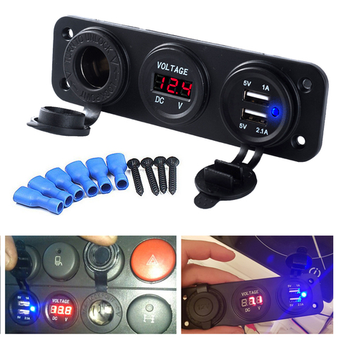 Cargador de coche con enchufe USB Dual 3.1A/4.2A, enchufe para motocicleta, 12V/24V, encendedor de cigarrillos, LED, voltímetro Digital, Usb ► Foto 1/6