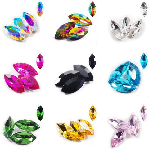 Ojo de caballo Cristal Diamantes de imitación para manualidades ropa manualidades brillantes piedras de cristal, 3-32mm selección de tamaños ► Foto 1/6