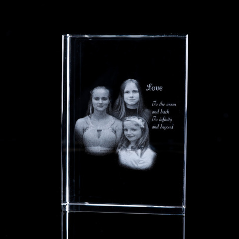 Marco de fotos personalizado de cristal para amantes de la familia imagen de álbum láser con Base Led para regalos de aniversario de boda ► Foto 1/6
