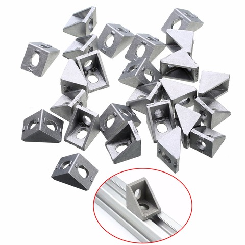 25 piezas unids de aluminio plateado duradero 2022 soporte de esquina 20x20x17mm fundido sólido para enrutadores CNC de extrusión de 20mm ► Foto 1/6