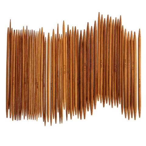 55 piezas 11 tamaños 13cm agujas de tejer de bambú ganchos de ganchillo agujas de bambú carbonizadas de doble punta ► Foto 1/6