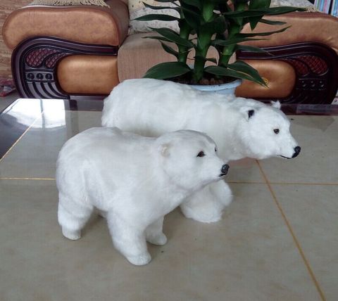 Juguete oso polar de imitación, artesanía, resina y piel, blanco, regalo, 0971 ► Foto 1/3