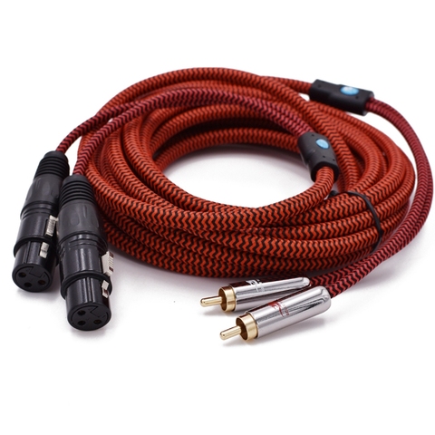 Cable de Audio Hifi de 2 x LR hembra a 2 RCA macho para amplificador de consola mezcladora, doble RCA a doble XLR, 3 pines, OFC, 1M, 2M, 3M, 5M, 8M, 15M ► Foto 1/4