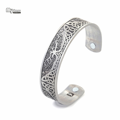 Mi forma de plata magnética plateada pulseras brazaletes para las mujeres Viking brazalete hombres pulsera Árbol de la vida regalo de la joyería ► Foto 1/6