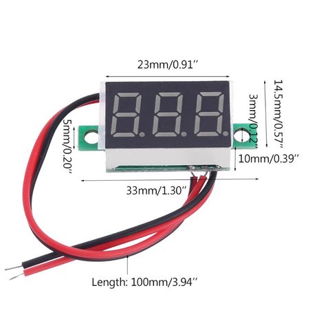 Voltímetro Digital de 0,36 pulgadas, medidor de voltaje de Panel de visualización LED roja, DC 4,5-30V, 2 cables ► Foto 1/6