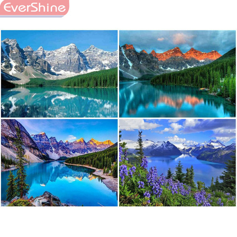 EverShine-pintura de diamantes cuadrados completa, bordado de diamantes con diseño de montaña, paisaje, imagen de diamantes de imitación, arte mosaico, decoración del hogar ► Foto 1/6