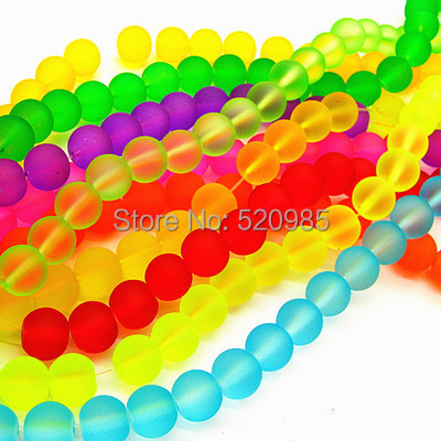 Cuentas espaciadoras de cristal de neón para collar y pulsera, colores variados, pulido opaco, fluorescente, redondo, iridiscente, 4, 6, 8, 10mm, GB055 ► Foto 1/6