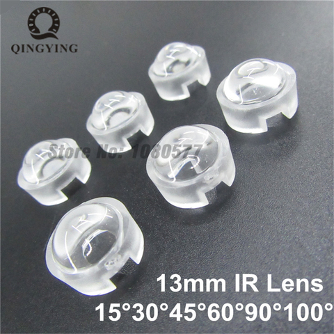 10 Uds 13mm mini lente IR de 15 30 45 60 90 100 grado no tiene soporte para 1W 3W 5W de alta potencia LED diodo convexo colimador Reflector ► Foto 1/6