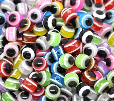 Bolas espaciadoras de resina para la fabricación de joyas, abalorios redondos variados de ojo malvado de 6mm, 8mm y 10mm, Envío Gratis ► Foto 1/2