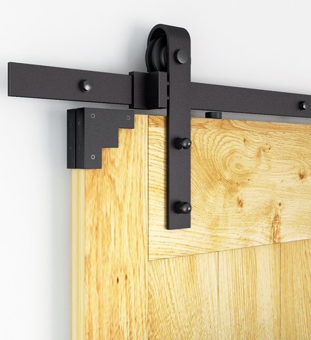 5FT-10FT Rustic Black Classic Rail Sliding Barn Door Hardware Barn puerta de madera deslizante Track Kit sistema de pista de ruedas ► Foto 1/6