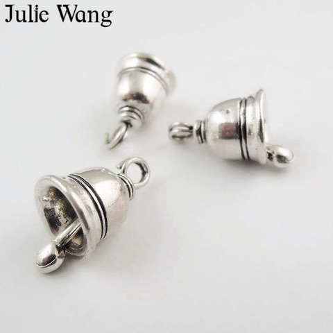 Julie Wang 25 uds campana pequeña forma encantos aleación Color plateado fabricación de joyería de colgantes collar pulsera RESULTADOS DE ► Foto 1/3