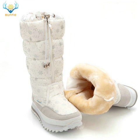 Botas de invierno 2022 botas altas de nieve para mujer zapatos cálidos de felpa de talla grande 35 a grande 42 zapatos blancos con cremallera para niña Botas calientes para mujer ► Foto 1/6