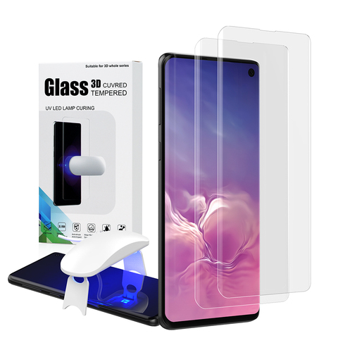 Protector de pantalla de huellas dactilares de desbloqueo para Samsung Galaxy S10 cristal UV película de cubierta completa para S10 + S10 5G de vidrio templado ► Foto 1/6