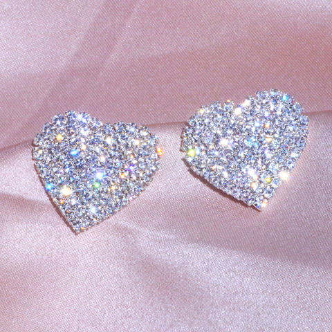¡Nuevo diseño de 2022! Pendientes de corazón de cristal de lujo, pendientes grandes de moda de amor para mujer, accesorios de Joya de boda romántica ► Foto 1/6