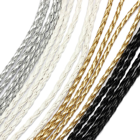 Cuerda trenzada de 5 metros para pulsera de cuero sintético, cuerda redonda de 3mm para joyería, fabricación de collares y pulseras ► Foto 1/5