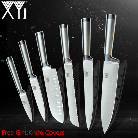 XYj-cuchillo de Chef para cortar pan, herramienta de pelado de Juego de cuchillos de cocina, Santoku, soldadura sin costuras, completamente de acero inoxidable, 6 uds. ► Foto 1/6