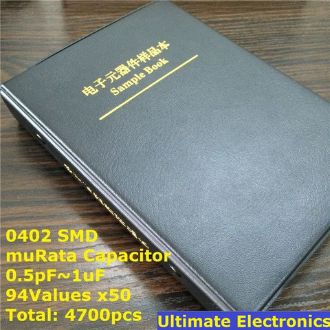 0402 Japón muRata SMD condensador muestra libro surtido Kit 94valuesx50 Uds = 4700 Uds (0.5pF a 1uF) ► Foto 1/1