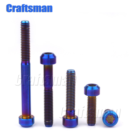 Craftsman-tornillo de titanio M6x, cabeza Torx interior de 10-90mm, Color azul quemado, tornillos Ti para Motor de bicicleta, 1 Uds. ► Foto 1/3