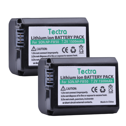 Tectra-Batería de NP-FW50 NPFW50 para Sony NEX-3N, NEX-5, NEX-5N, NEX-5R, Alpha, a5000, a6500, NP, FW50, 1500mAh, 2 uds. ► Foto 1/5