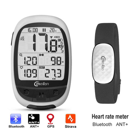 Ordenador gps de bicicleta Bluetooth ANT + Ordenador de ciclismo Meilan M2 admite conexión con cadencia medidor de potencia de frecuencia cardíaca (no incluido) ► Foto 1/6