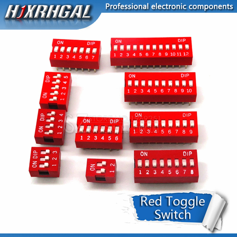 10 Uds Tipo de deslizamiento interruptor 1 2 3 4 5 6 7 8 9 10 12 Bit 2,54mm posición forma DIP rojo paso interruptor de palanca rojo interruptor rápido hjxrhal ► Foto 1/3