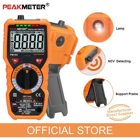 Multímetro Digital PEAKMETER PM18C True RMS AC/DC medidor de resistencia de voltaje PM890D capacitancia frecuencia temperatura NCV probador ► Foto 1/6