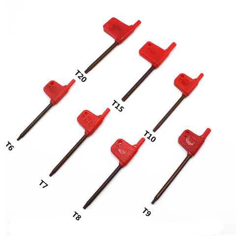 10 Uds T6 T7 T8 T9 T10 T15 T20 Bandera Roja llave estándar Torx para herramienta CNC titular tornillo Torx llave ► Foto 1/4