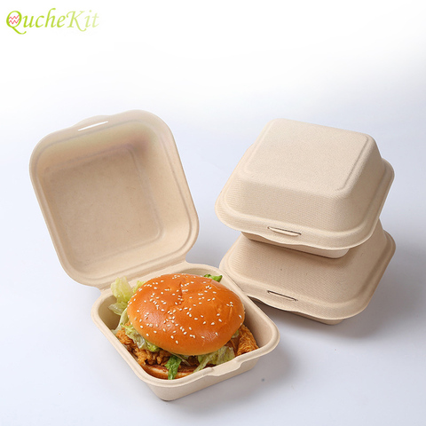 Bento-caja de almacenamiento de comida ecológica desechable, fiambrera para preparación de comida, fruta, ensalada, hamburguesa, pastel, 20/50 Uds. ► Foto 1/6