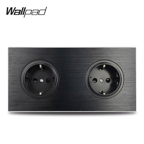 Wallpad-Toma de corriente de pared L6, marco de aluminio satinado, doble placa, 172x86mm ► Foto 1/5