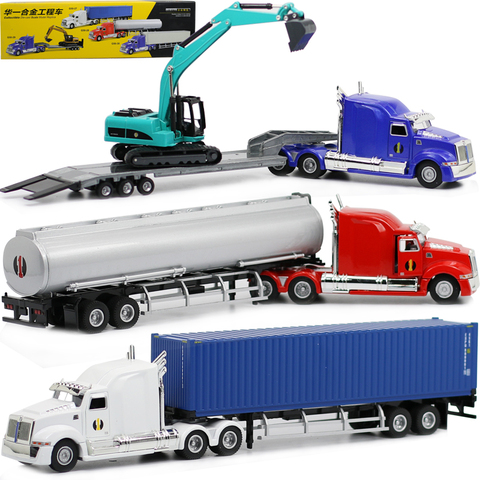 Modelo de camión contenedor de ingeniería de gran imitación, camión americano, modelo de aleación 1:50, coches, envío gratis ► Foto 1/6