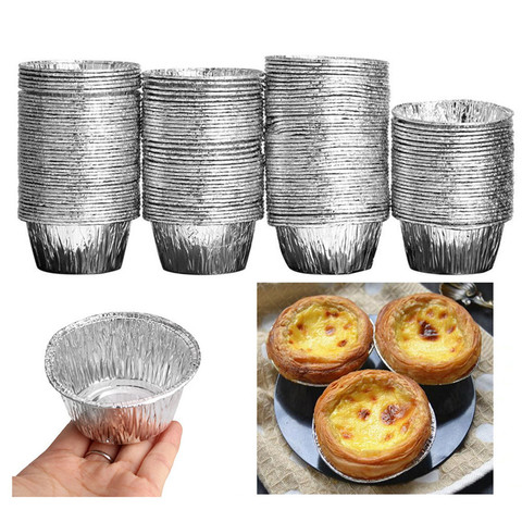 Caliente Sales150pcs desechables de papel de aluminio DIY herramientas para hornear galletitas Muffin Cupcake queso tarta de huevo molde redonda herramientas de cocina ► Foto 1/6