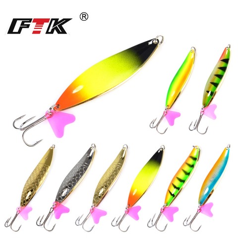 FTK nuevo 1PC 24g 28g 35g cuchara pesca cebo con anzuelo cucharilla de pesca dura atraer señuelo de Metal para pesca vertical cebos carpa Japón ► Foto 1/6