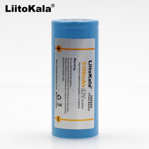 LiitoKala-batería recargable para linterna, pila de ion de litio de 5000 v, 26650 mAh, 26650-50A, 3,7 V, 20A, 3,6 v, 1 Uds. ► Foto 1/4