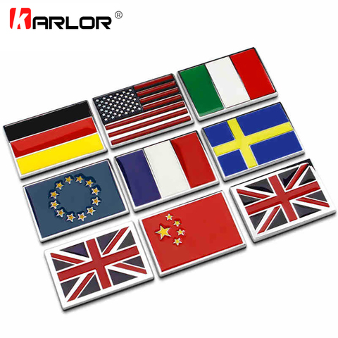 Pegatina de metal para coche, emblema de la bandera nacional de Suecia, Francia, Francia, Reino Unido, EE. UU. ► Foto 1/5