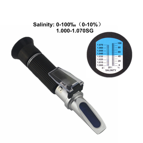 Refractómetro de salinidad de agua de mar, utensilios ópticos, salómetro para acuario, 0 ~ 10% 1.000-1.070SG ► Foto 1/6