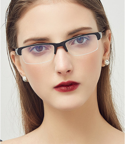 Eyesilove barato gafas graduadas para miopía miope vasos de plástico-rim mitad miopía gafas-1,0-1,5-2,0-2,5-3,0-3,5-4,0 ► Foto 1/1