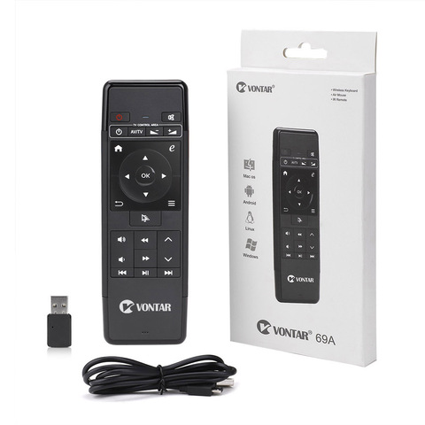 VONTAR-teclado inalámbrico Air Mouse de 2,4 GHz, 6 ejes, Control remoto retroiluminado por infrarrojos, receptor USB para Android TV BOX proyector para PC ► Foto 1/1