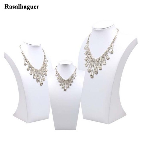 Collar de cuero sintético blanco para mujer, expositor de joyería, colgante de busto, soporte para gargantilla, estante para joyería, 3 opciones de modelo ► Foto 1/6