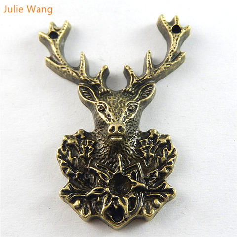 Julie Wang 6 uds Cute Deer Head Shape collar hecho a mano broche de brazalete cadena decoración conectores bronce accesorio de joyería para manualidades ► Foto 1/2