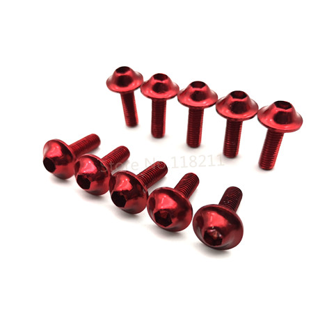 Tornillos de aluminio anodizados para motocicleta, cabeza de M5 de 16mm, M5 x 16mm, color rojo, 10 Uds. ► Foto 1/1