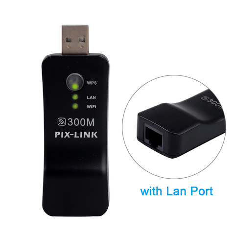 USB inalámbrico Universal 300 M Smart TV Wifi adaptador de TV Sticks de red Ethernet puente repetidor cliente para Samsung Sony LG tv ► Foto 1/6